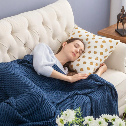 Cooling Bamboo Waffle Blanket, Lightweight Breathable Throw for Hot Sleepers
