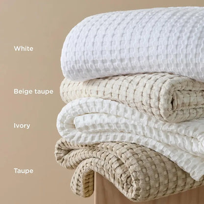 Cooling Bamboo Waffle Blanket, Lightweight Breathable Throw for Hot Sleepers