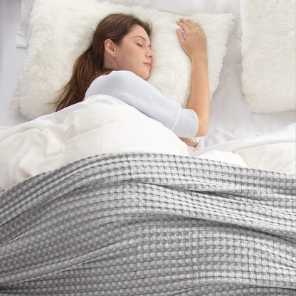 Cooling Bamboo Waffle Blanket, Lightweight Breathable Throw for Hot Sleepers