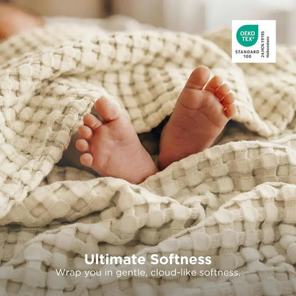 Cooling Bamboo Waffle Blanket, Lightweight Breathable Throw for Hot Sleepers